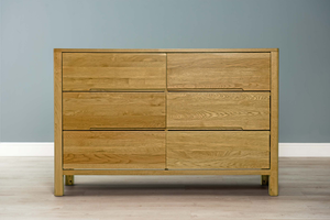 Natural Oak 6 Drawer Chest of Drawers - Style 1