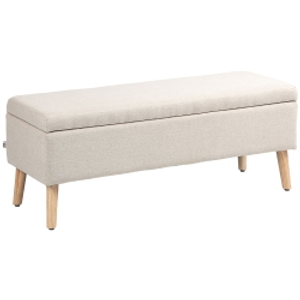 HOMCOM Storage bench with storage, up to 220 kg, linen look, 110x39x45 cm, Beige