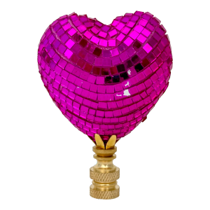 Mirrored Heart Lamp Finial on Brass Hardware