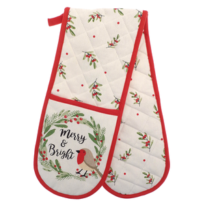 Merry and Bright Red Double Oven Glove