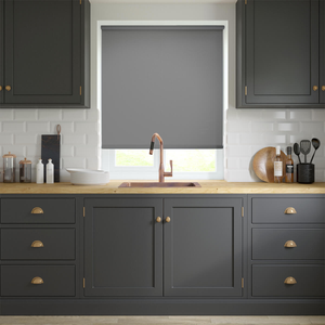 No Drill Clyde Dark Grey Roller Blinds: 530mm x 1660mm Recess