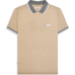 Lambretta Mens Contrast Tip Short Sleeve Polo Shirt - 2XL / Stone/Iron
