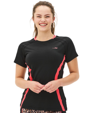 Pour Moi Energy Short Sleeved Top - Black/Coral