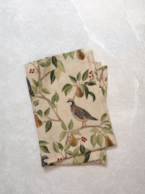 Partridge Linen Tea Towel