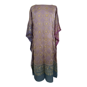 Boat Neck Rosy Mauve Silk Kaftan (XL)