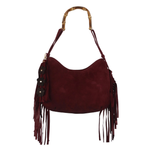 Burgundy Suede Fringe Gordon Bag