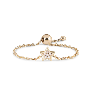 Diamond Star Adjustable Chain Ring 9K Gold (L)