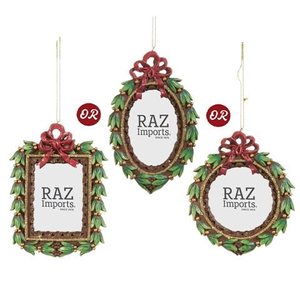 Raz - The Christmas Shoppe Frame with Bow Ornament
