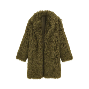 Yumi Green Luxe Long Hair Fur Coat (XL)