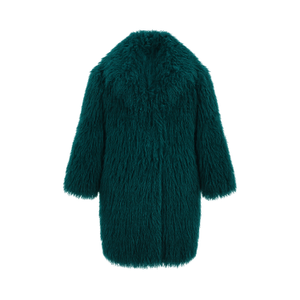 Yumi Teal Luxe Long Hair Fur Coat (S)