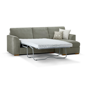 Eastley Right Hand Chaise Sofa Bed with Storage in Limoge Green Fabric with Beige Scatters