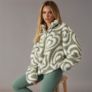 Brave Soul Womens Billie Full Zip Fleece Sage/Cream