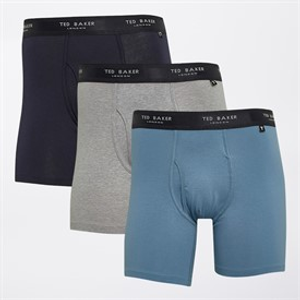 Ted Baker Mens Three Pack Cotton Boxer Briefs Black/White/Grey