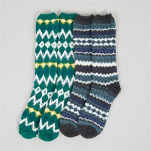 Weird Fish Womens Acres Cosy Two Pack Socks Rust Leaves