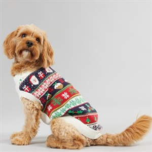 Fluid Dog Jacquard Christmas Jumper Multi