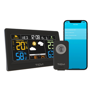 Wetterstation mit Außensensor – WLAN Wetterstation – Kabellos – Calex Smart App – 7 Zoll Farbdisplay – Innen und Außen