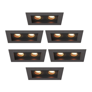 LED Einbaustrahler Dimmbar - Randlos - Schwarz - Doppelt - 3W - 2700K - 345 Lumen - 130x130mm - 6 pack