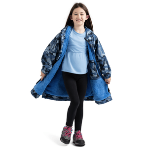 Trespass Kids Havelock Waterproof Changing Robe - 9 - 13 Yrs / Blue Camo