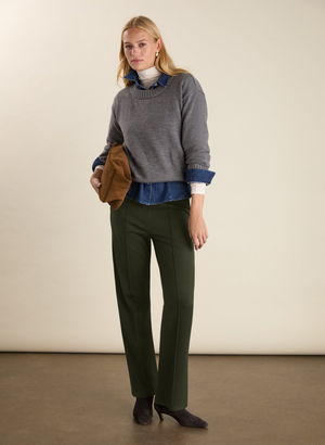 Marian Ponte Wide Leg Trousers - UK 12 | EU 38 | US 08 / Deep Khaki