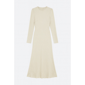 Timeless Chic Long Dress Long Sleeve Wrinkled Evening Dress Glamour White (M/L)