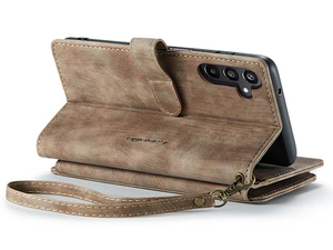 CaseMe Synthetic Leather Wallet Case with Zipper Pocket for Samsung Galaxy A17 - Desert Taupe
