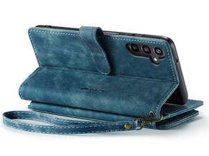 CaseMe Synthetic Leather Wallet Case with Zipper Pocket for Samsung Galaxy A17 - Teal
