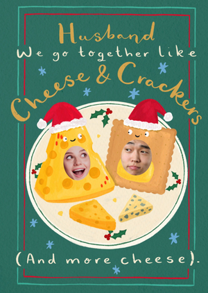 Husband We Go Together Like Cheese And Crackers Photo Upload Christmas Card