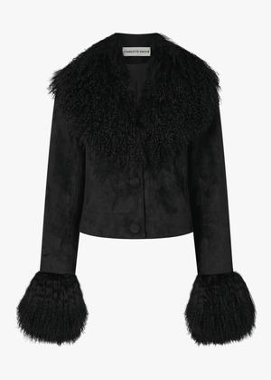 Penny Black Mongolian Trim Cropped Jacket