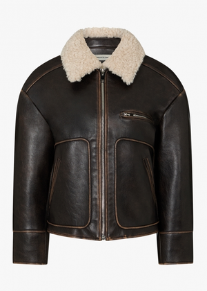 Dylan Brown Faux Fur Collar Aviator Jacket