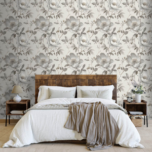 Muriva Alethia Floral Grey Metallic Wallpaper - 227502