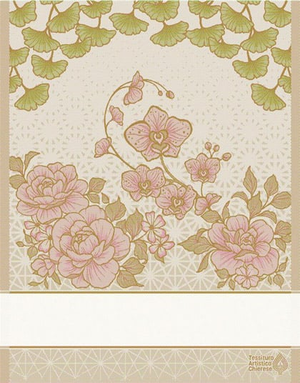 Kitchen towel - Sakura - Pink-Green shaded