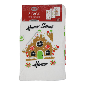 Candy Cane Christmas Tea Towel 3 Pack