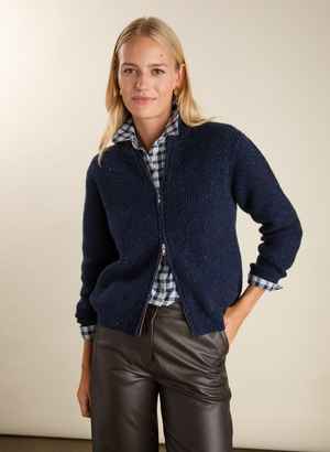 Lonnie Wool Blend Zip Cardigan - 8 (UK Size 8) / Navy