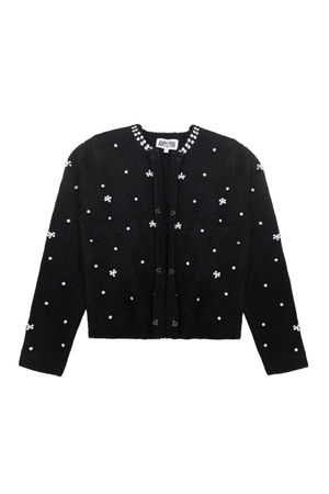 Luna Black Embellished Knitted Cardigan (XL)