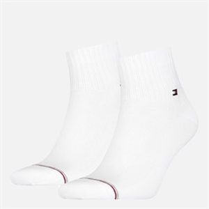 Tommy Hilfiger Mens Two Pack Quarter Socks White