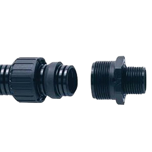 Adaptaflex ASF21/M20/A/BL Adaptaseal Black Nylon Type A Straight Fitting With Fixed External Thread & Locknut IP69K M20 21mm