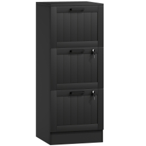 HOMCOM 3 Drawer Filing Cabinet with Lock, Office Storage Cabinet with Adjustable Hanging Bars for A4 Letter Size Files, Black