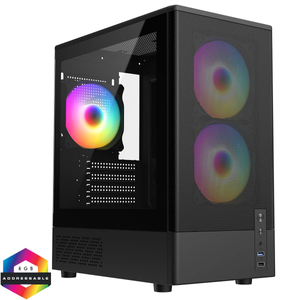 CiT F3 (2025) Black Micro-ATX Mesh Front ARGB Gaming PC Case with Tempered Glass Side Panel – CIT-F3-BLK-ARGB
