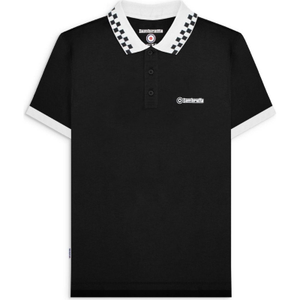 Lambretta Mens Checker Collar Short Sleeve Polo Shirt - L / Black - L / Black
