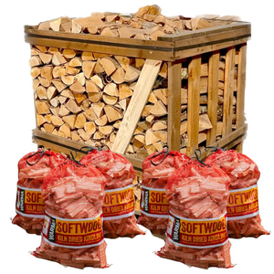 Large Birch Crate and 6 Net Bags of Warma Kindling Bundle