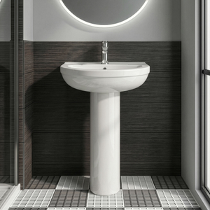 Copmere Modern White Round Bathroom Basin with Choice of Pedestal - 500mm