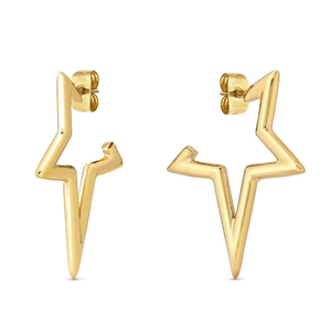 Ecclettica Gold Plated Steel Striking Star Hoop Earrings