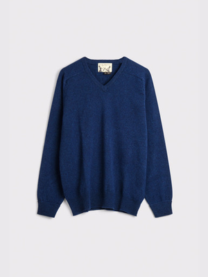 Navy Lambswool V-Neck Sweater
