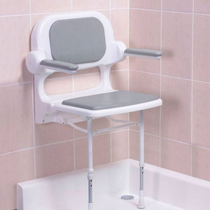 AKW 2000 Series Fold Up Shower Seat with Back & Arms Grey