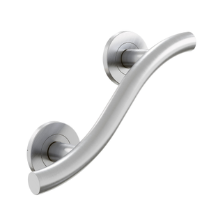 AKW 1200 Series Curved Grab Rail 372mm Length - Brushed Stainless Steel