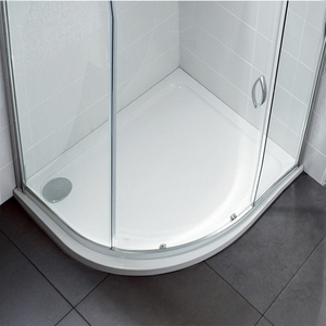 April Stone Resin White Offset Quadrant Shower Tray 1000mm x 800mm Right Handed