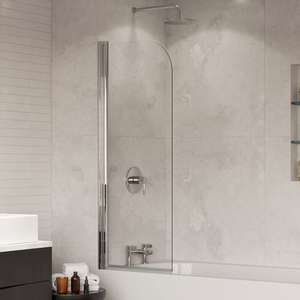 Coram Frameless Compact Curved Bath Screen 550mm Chrome with Plain Glass