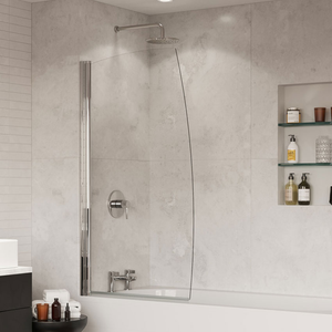 Coram Frameless Sail Hinged Bath Screen 1400mm H x 800mm W - 5mm Glass