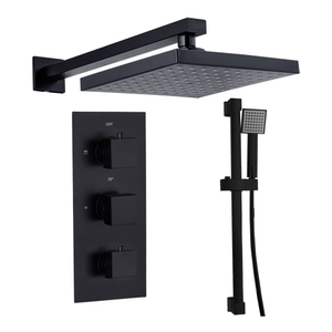 Delphi Holbrook Thermostatic Triple Concealed Mixer Shower with Shower Kit + Fixed Shower Head - Black