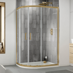 Delphi Expressions Brushed Brass Offset Quadrant Shower Enclosure 1000mm x 800mm LH (inc Tray)